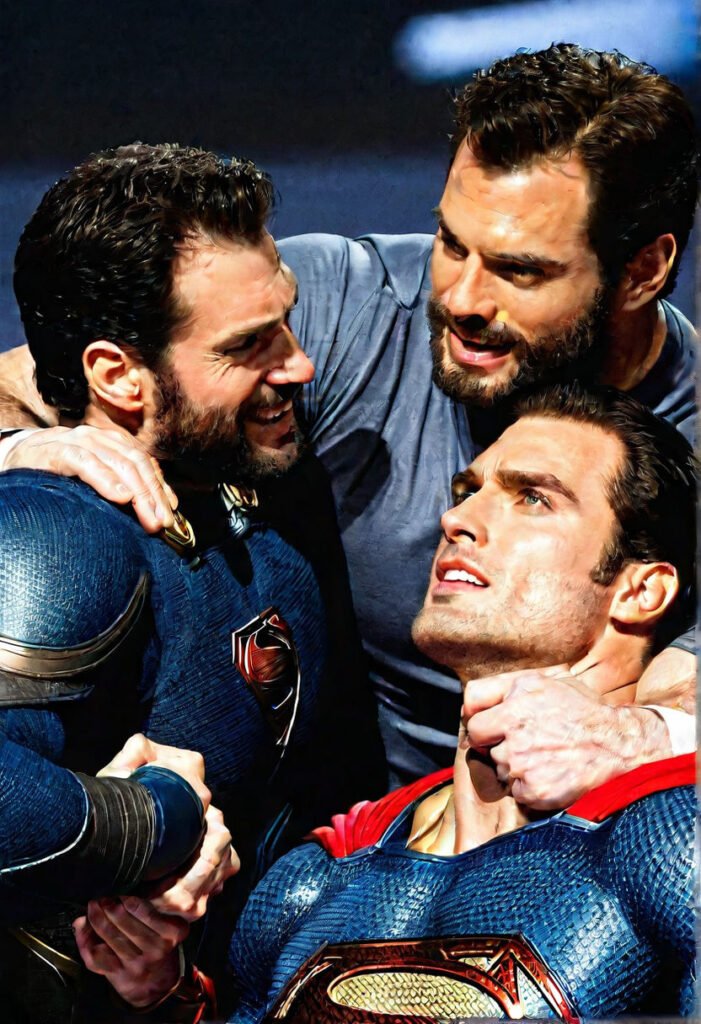 Prompt: Chris evans fighting with henry cavill, strangling